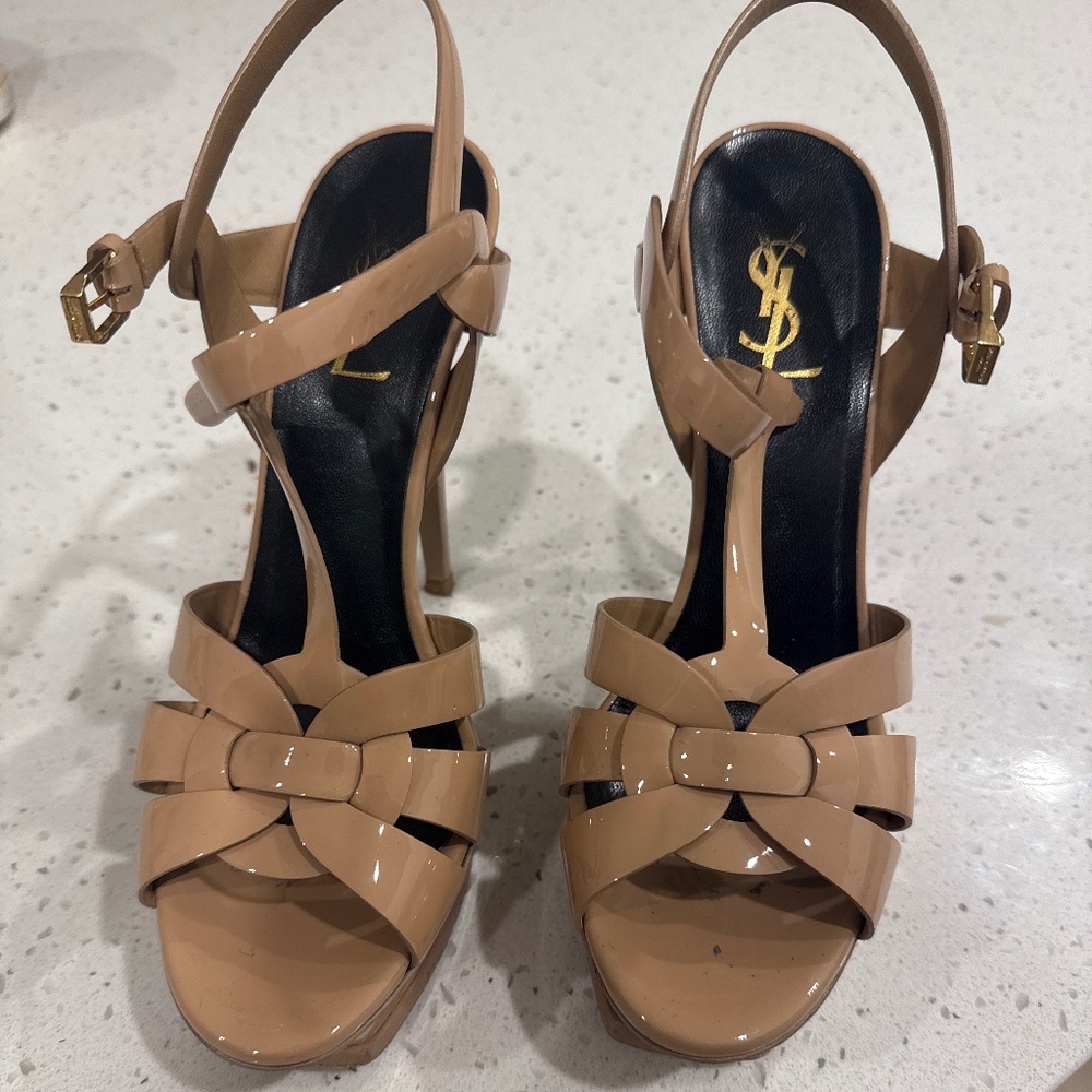 YSL tribute t strap platform sandals